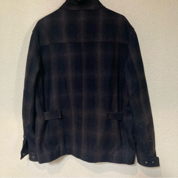 Michael Kors Alhambra Wool Hipster Jacket P Coat Plaid Tartan Black Green large - Picture 8 of 11